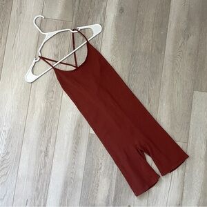 Free People Romper seamless ribbed racerback womens Red xsmall small loungewear